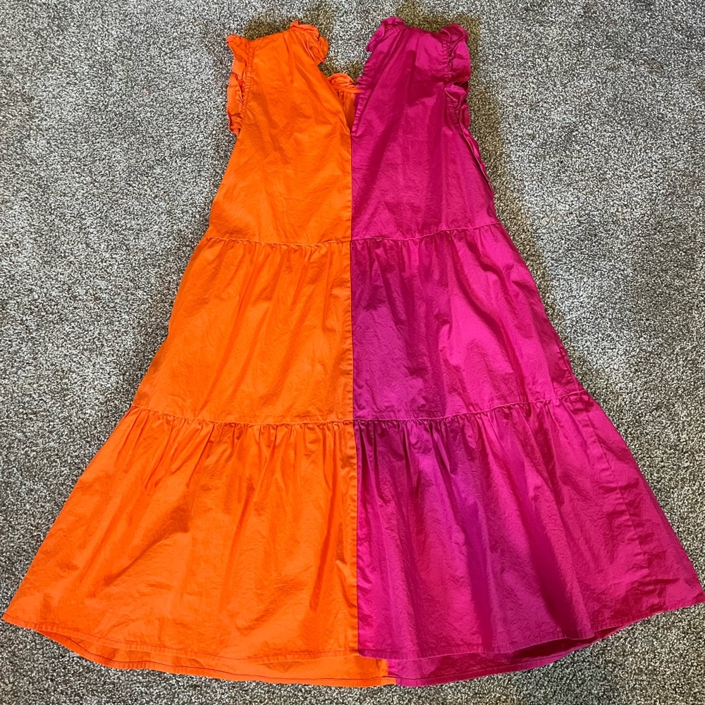 Sorbet Dress! 🍨 Pink and Orange Baby Doll Dress with pockets. Like new, medium.